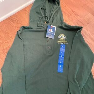 Champion men’s hoodie with buttons and hoodie. UAA logo.